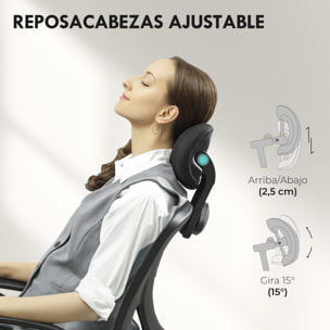 Silla de Escritorio Giratoria Silla de Oficina con Altura Ajustable Respaldo Reclinable Reposacabezas Regulable y Soporte Lumbar Tapizado en Malla Transpirable Gris Oscuro