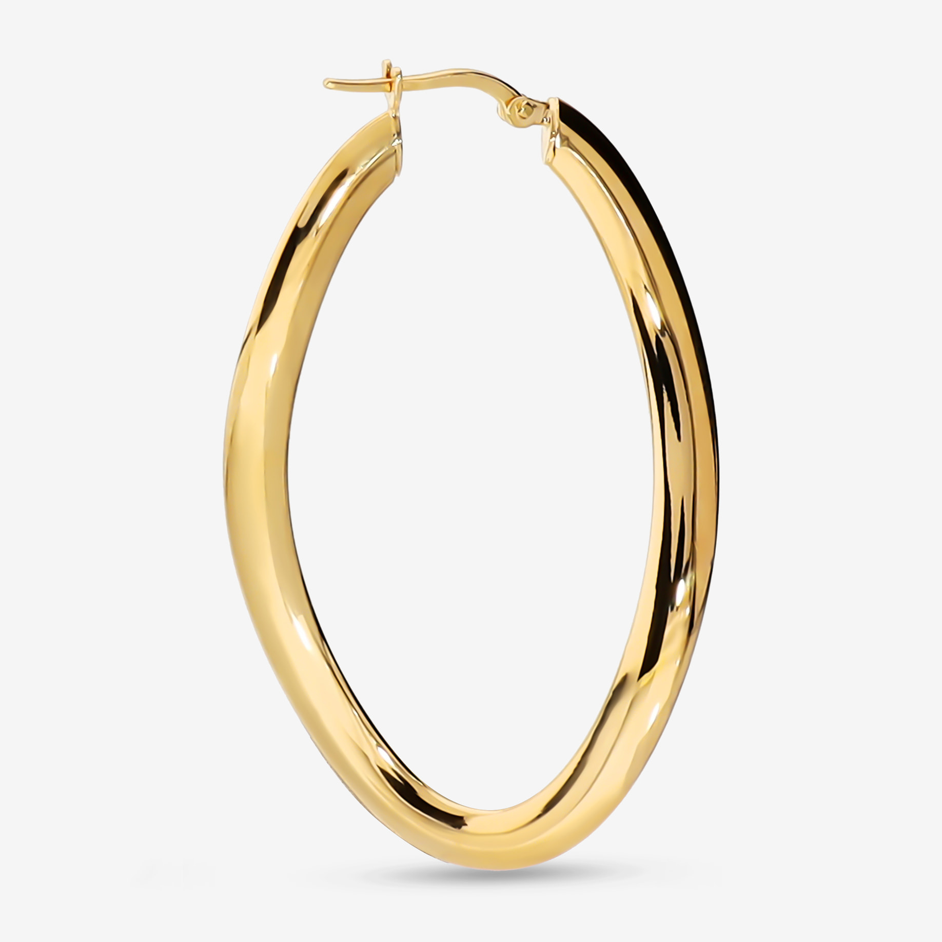 Orecchini a Cerchio Ovali in Argento 925 placcato Oro Giallo 18Kt Design Onda
