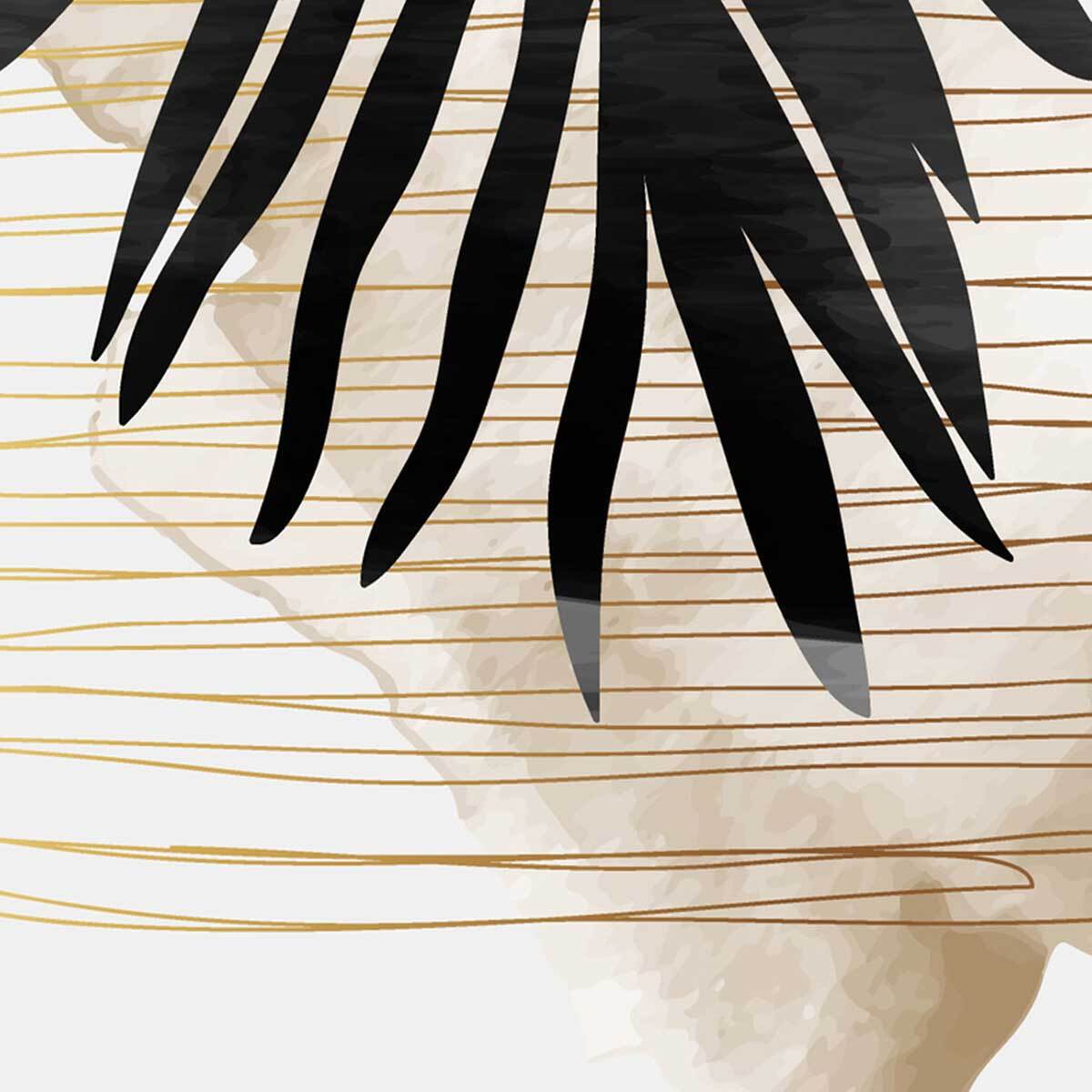 Affiche encadrée feuille tropicale abstraite élégante Affiche + cadre en métal - Noir