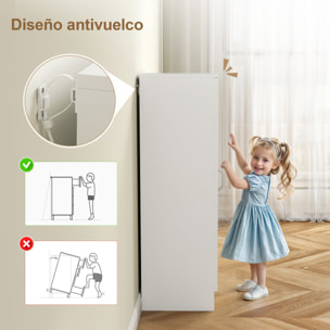 Zapatero de 2 Puertas, Zapatero Entrada Recibidor con 6 Estantes Ajustables, para 14 Pares de Zapatos, 55x35x108 cm, Blanco
