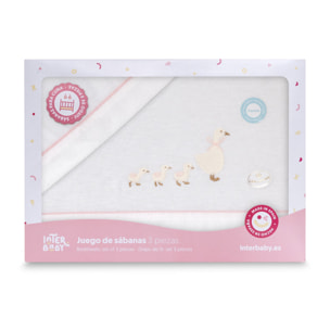 Triptico Cuna Franela Patitos Bco/Rosa