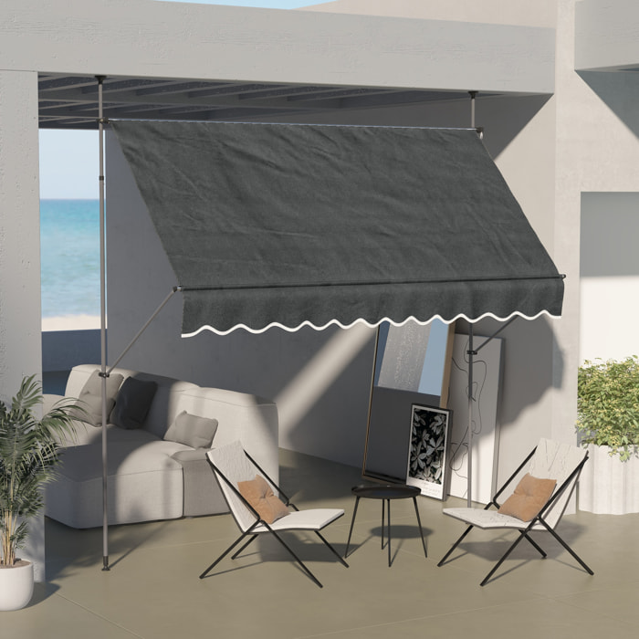 Toldo Manual Retráctil 300x120x210-300 cm Toldo para Balcón con Manivela Altura Ajustable Impermeable y Anti-UV para Jardín Terraza Ventanas Gris Oscuro