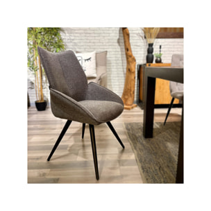 Chaise rotative 180° en tissu avec pieds évasés en métal noir - COLINE