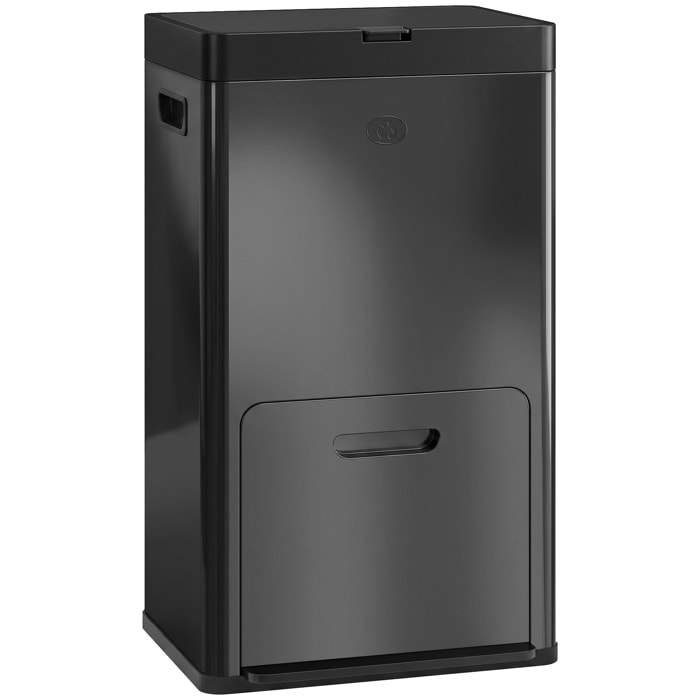Poubelle de cuisine 2 x 18L + 20L - poubelle à pédale 3 compartiments seaux amovibles filtre anti-odeur - acier inox. noir