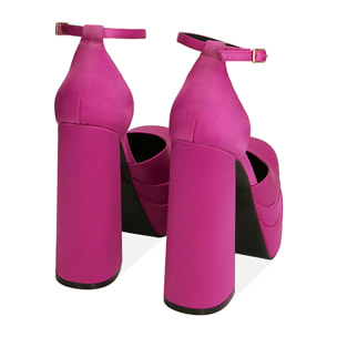 Zapato de tacón de raso fucsia, tacón 14,5 cm