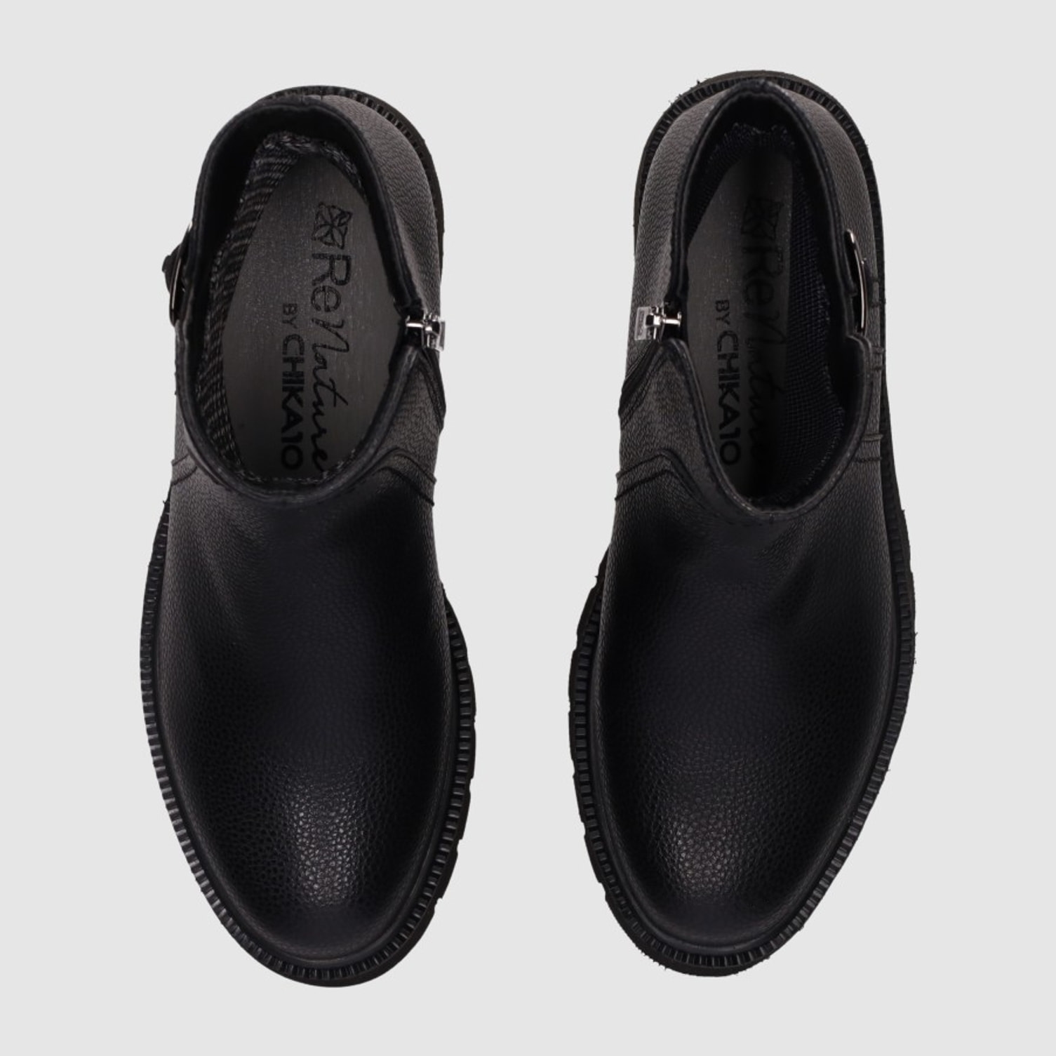 Botines de Piel - Negro - Tacón: Bajo