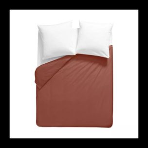 Housse de couette percale de coton uni orange rouge La percale francaise rouille