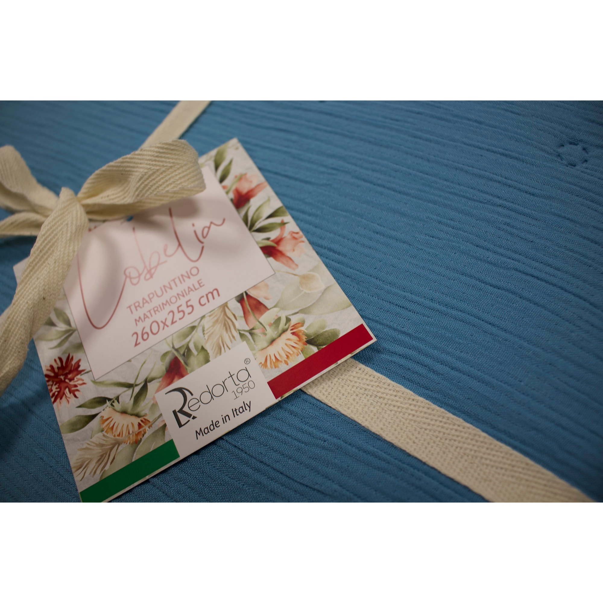 COPRILETTO LETTO MATRIMONIALE AZZURRO MEZZA STAGIONE TINTA UNITA EFFETTO STROPICCIATO