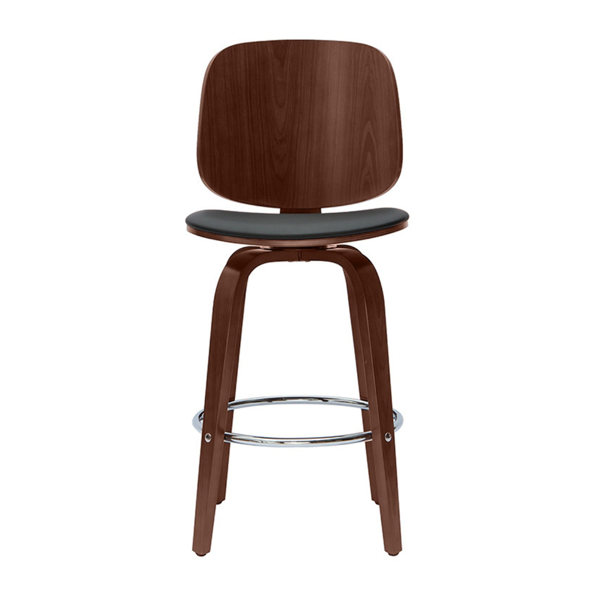 Tabourets de bar design pivotants noirs et noyer H66 cm (lot de 2) BECK