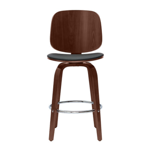 Tabourets de bar design pivotants noirs et noyer H66 cm (lot de 2) BECK