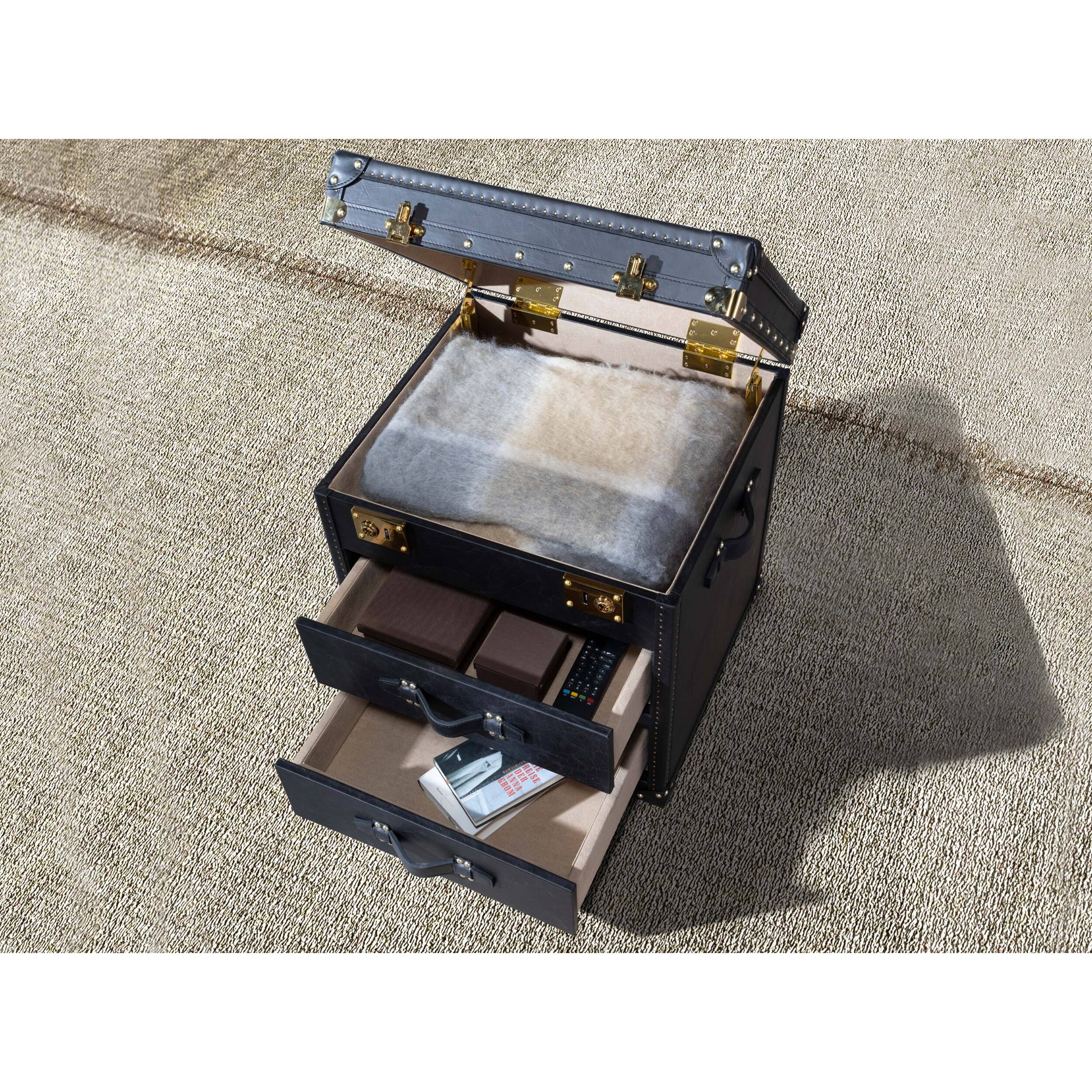 Baúl Angel Cerdá con estructura de madera MDF tapizada en piel de origen vacuno en negro 55x50x62cm