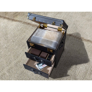 Baúl Angel Cerdá con estructura de madera MDF tapizada en piel de origen vacuno en negro 55x50x62cm