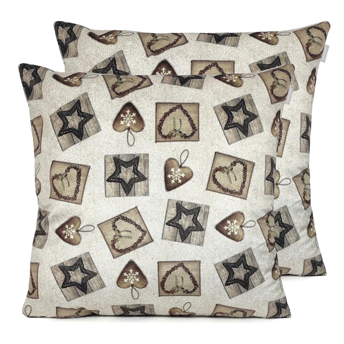 Lot de 2 housses de coussin en velour de NOÃ‹L WARM 60x60 cm (2)