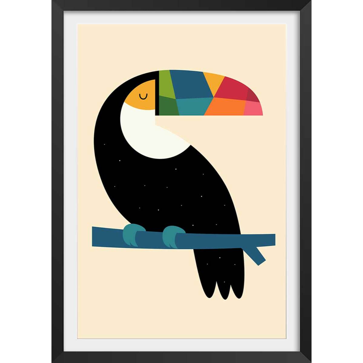 Affiche  toucan Affiche + cadre en bois - Noir