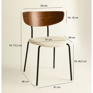 Lot de 2 chaises en bois et velours écru RIVA