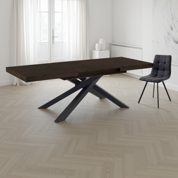 Table à manger extensible Tomasucci HELT, en MDF finition noyer, 90 × 160 × 75,5 cm