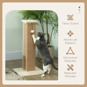 Poste Rascador para Gatos Altura 81 cm Rascador para Gatos Arañador para Gatos con Poste de Yute y Bola Colgante 41x41x81 cm Beige