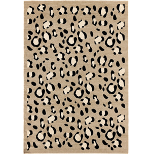 LEOVAH - Tapis salon motif léopard beige