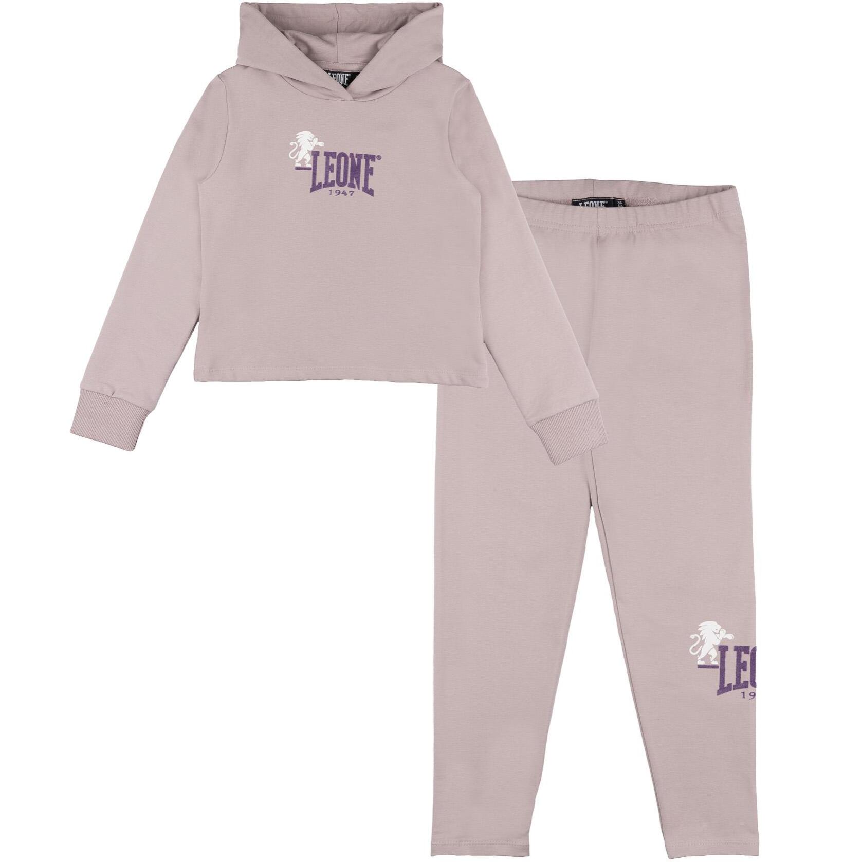 Completo invernale da bambina, Felpa cappuccio e leggings Leone 1947 Lavender