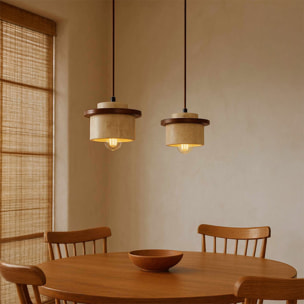 Suspension design en travertin et bois effet noyer TIVOLI