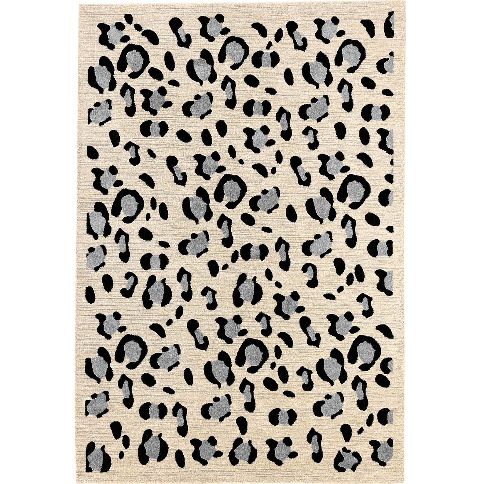 LEOVAH - Tapis salon motif léopard crème