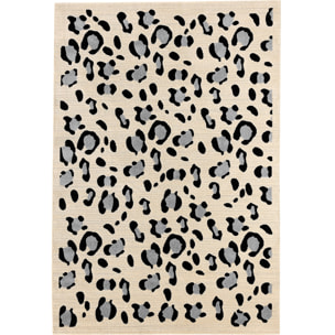 LEOVAH - Tapis salon motif léopard crème