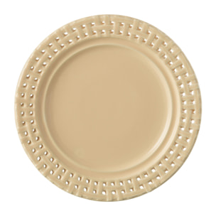 J-Line assiette Ronde - céramique - pêche - 4 pcs