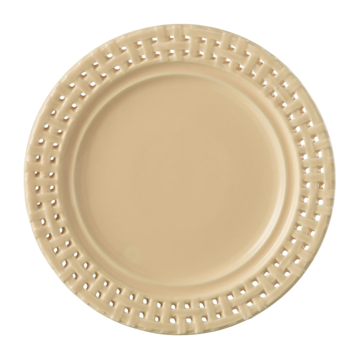 J-Line assiette Ronde - céramique - pêche - 4 pcs