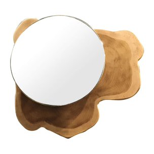 MIROIR EN TECK FORME NATURELLE DIA30/23CM CIRCLE