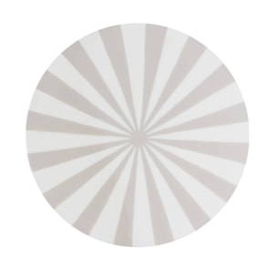 Table d'appoint. bout de canapé. table de chevet. acier émaillé rayures bicolore. gris beige et blanc. Ø34 x H41cm