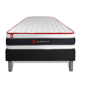 Ensemble matelas ENERGY ressorts ensachés et mémoire de forme + sommier kit noir
