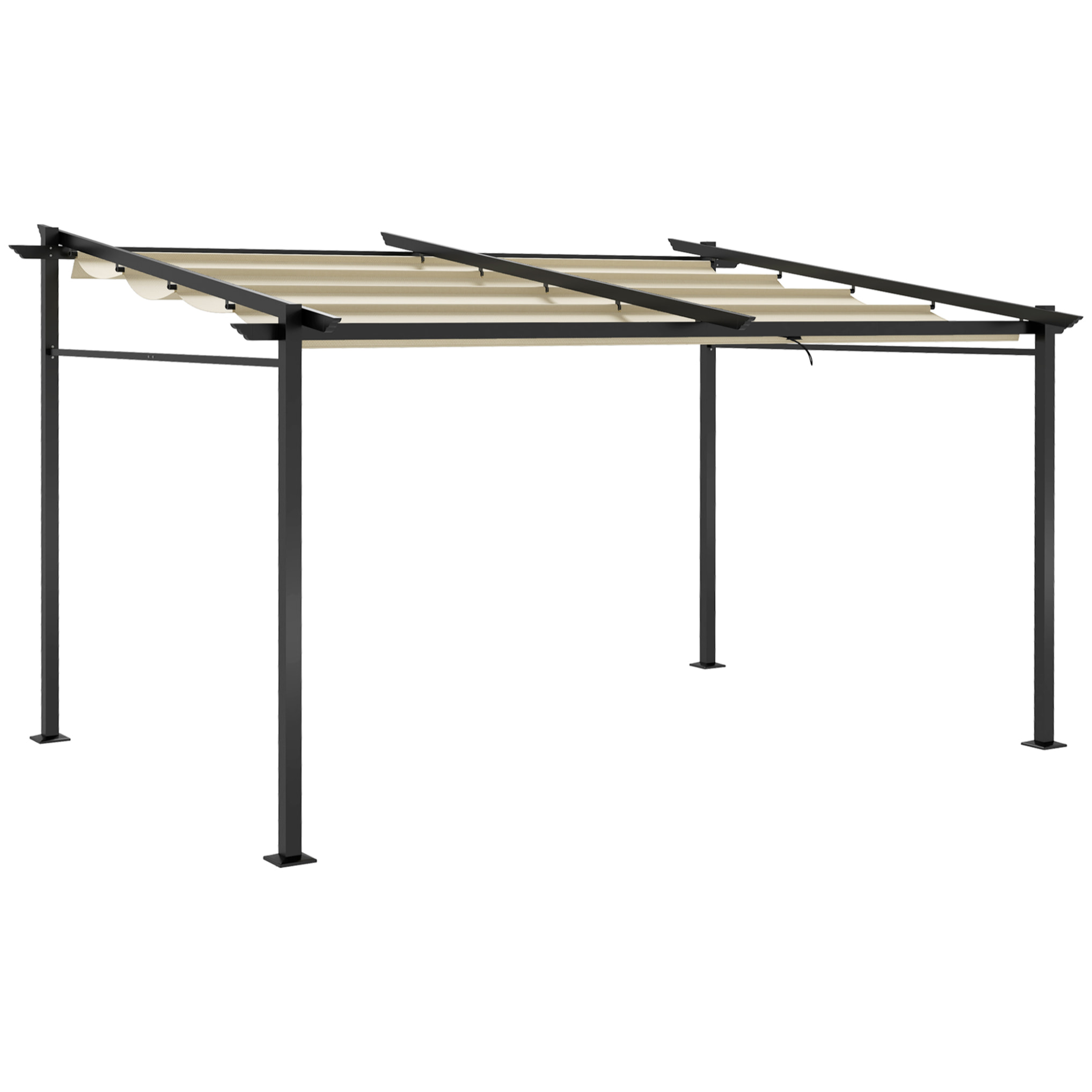 Pergola rétractable 3,97L x 2,95l x 2,3H m structure alu. acier époxy polyester beige