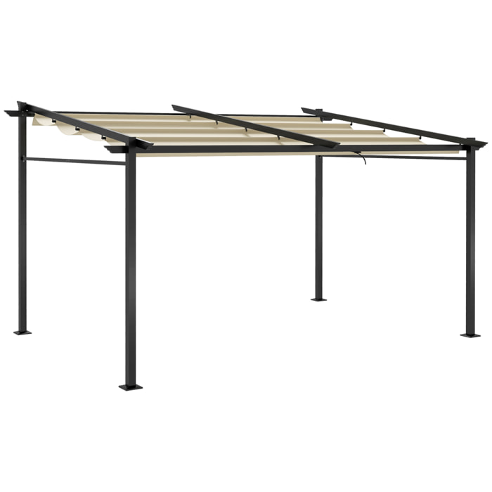 Pergola rétractable 3,97L x 2,95l x 2,3H m structure alu. acier époxy polyester beige