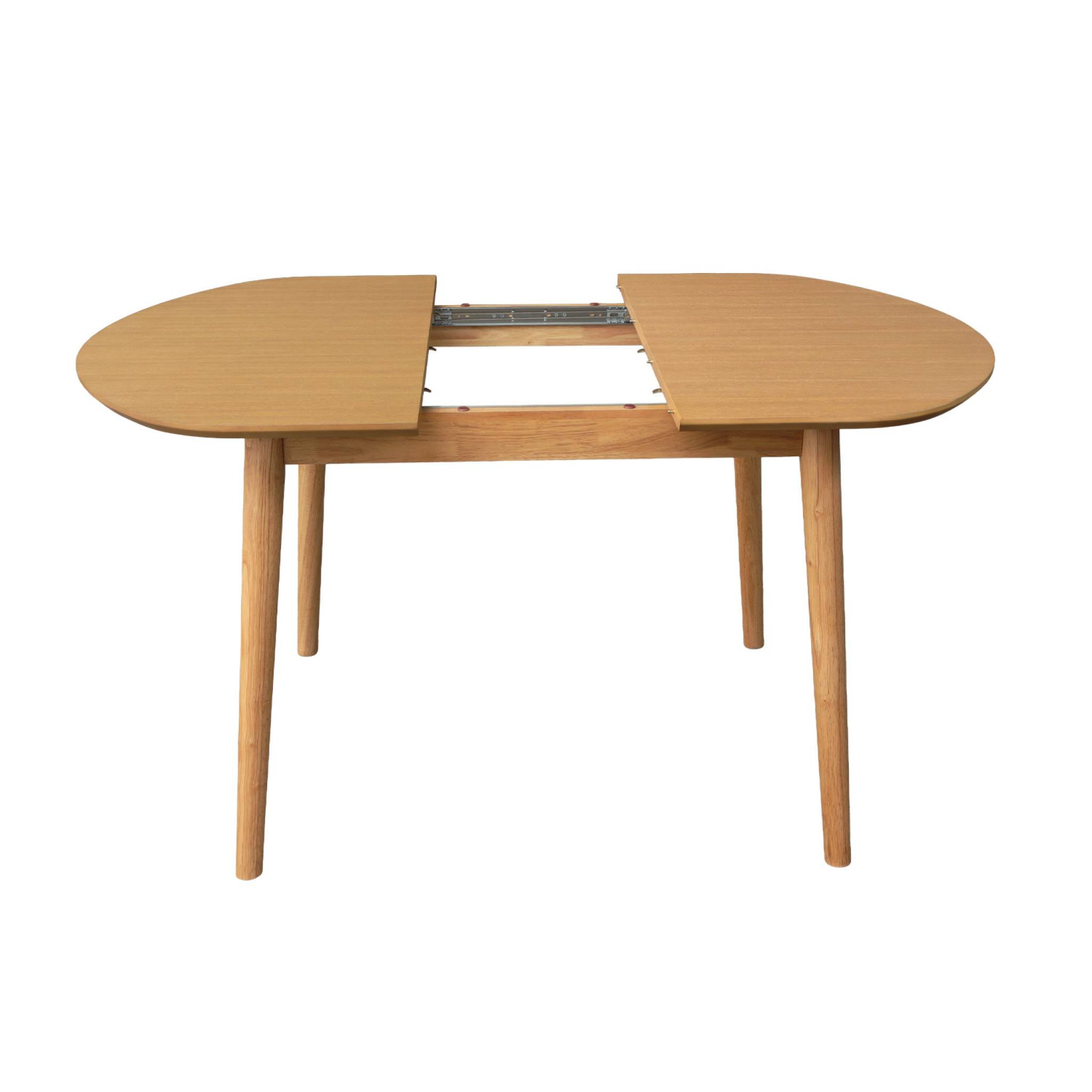 Table à manger ovale extensible bois d'hévéa et placage chêne naturel 4-6 places - 110 / 140 x 100 x 75 cm - Lisa