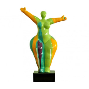 Statue femme debout multicolore en résine H33cm - LIBERTY