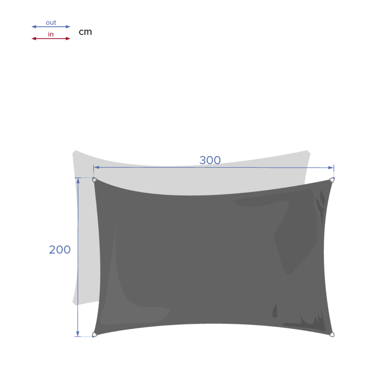 Voile d'ombrage rectangulaire "Curacao" ardoise 3x2m en polyester