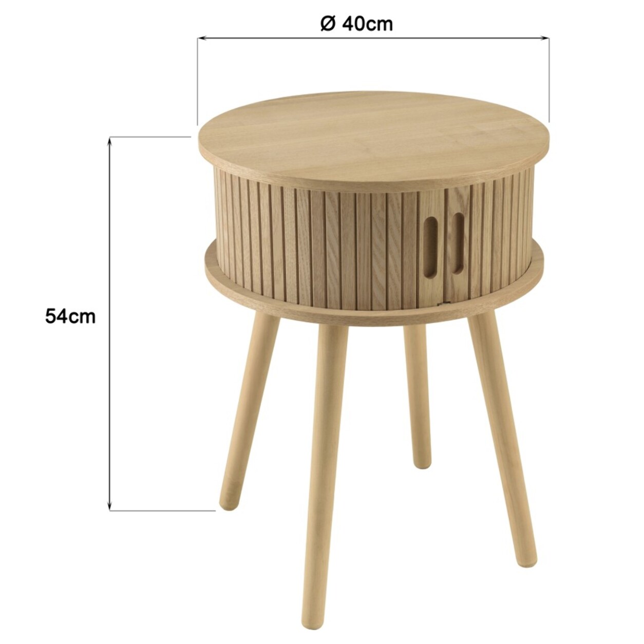 AGATHE - Table de chevet ronde en bois couleur naturelle D40cm