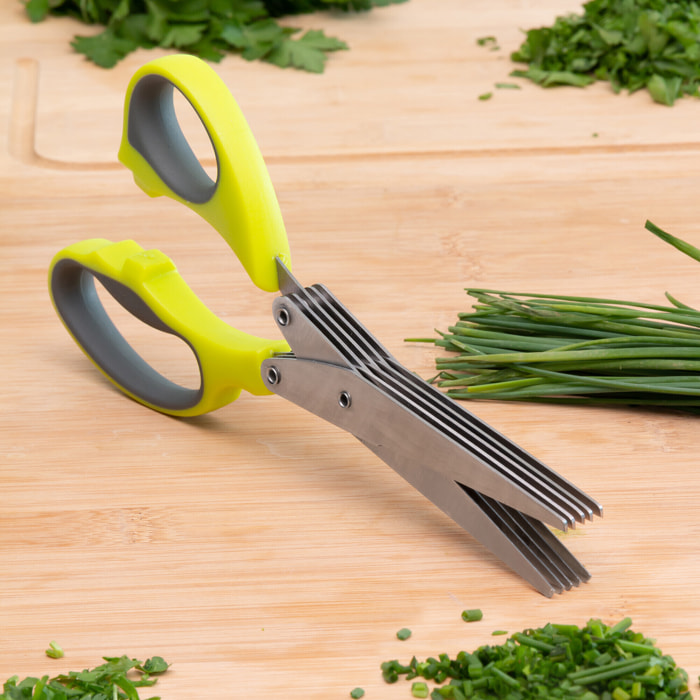 Forbici da Cucina Multicorte 5 in 1 - Verde - Lunghezza: 21 cm