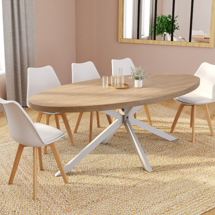 Table repas ovale pieds spider - Bois - Blanc