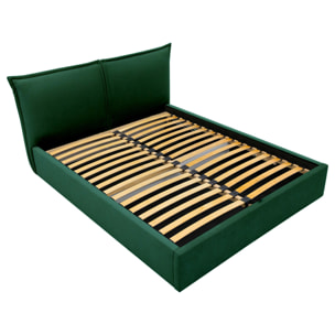 John - lit coffre - 140x200 cm - en velours - sommier inclus - Vert