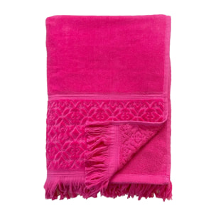 Serviette de bain éponge velours unie - Romance Fuchsia - 90x170cm - 460g/m²
