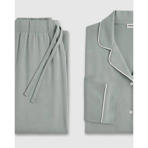 Pigiama lungo camicia in viscosa donna verde Kid