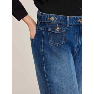 Motivi - Vaqueros acampanados en mezcla de TENCEL™ con raya planchada - Azul