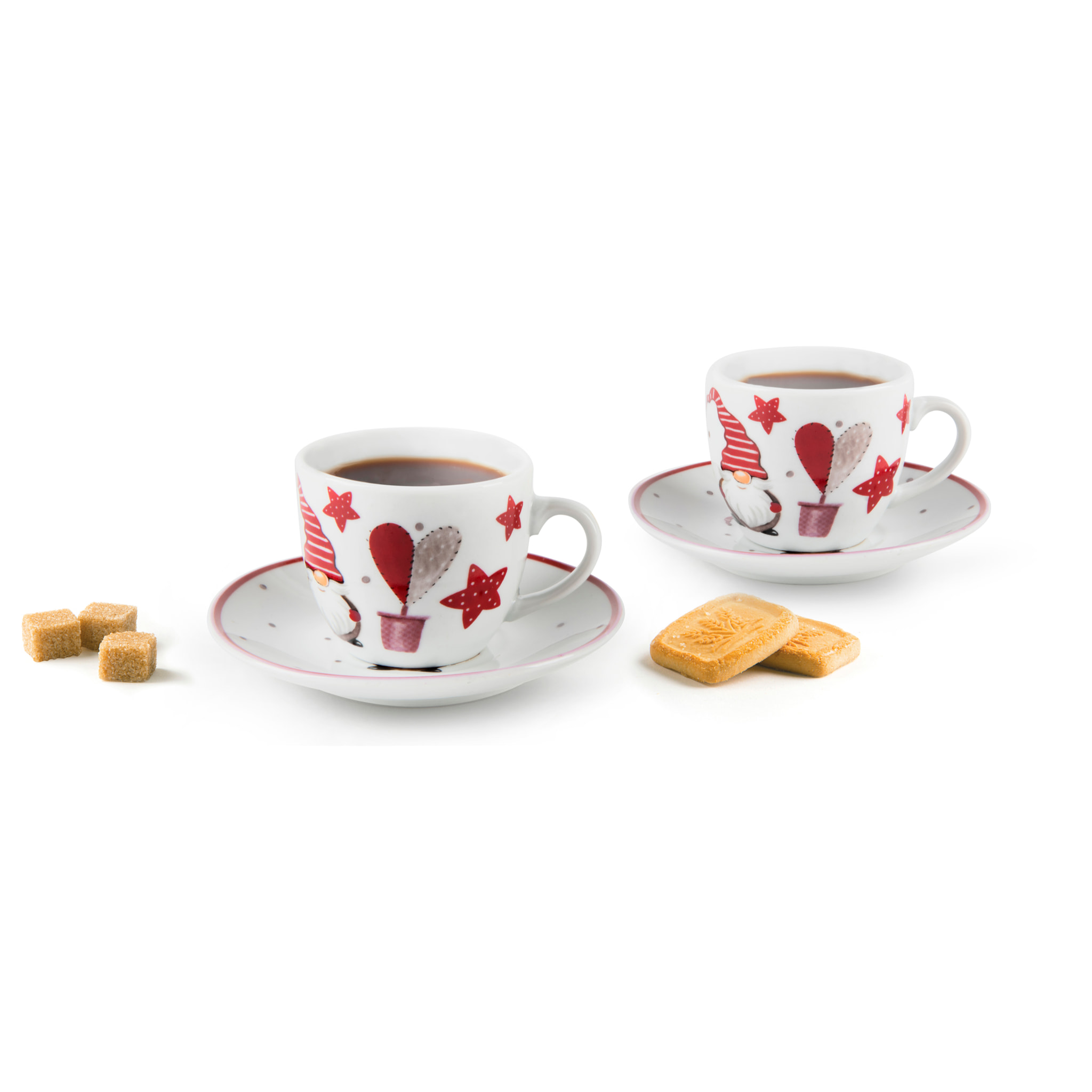 Coffret 6 tasses à café avec soucoupes Excelsa – Gnomo, Porcelaine Blanche