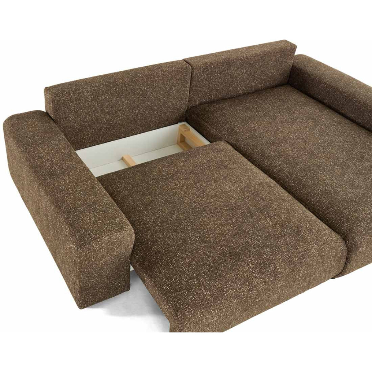 Spice - canapé d'angle réversible 4 places convertible avec coffre en tissu moucheté - Vert
