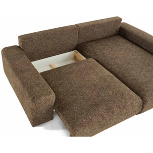 Spice - canapé d'angle réversible 4 places convertible avec coffre en tissu moucheté - Vert