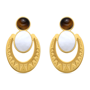 Pendientes con Madreperla Blanca acabado oro 18k