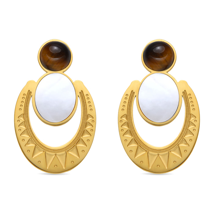 Pendientes con Madreperla Blanca acabado oro 18k