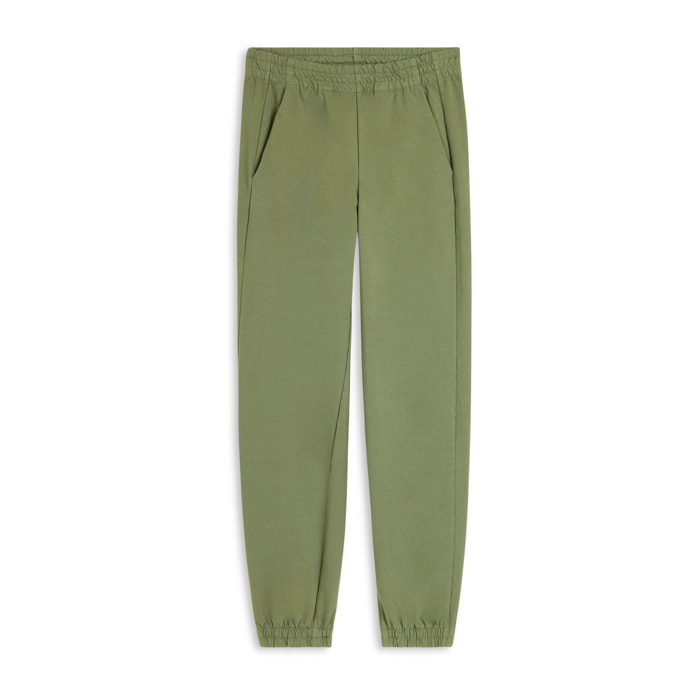 Pantaloni regular in felpa tinto enzimaticamente con fondo elastico