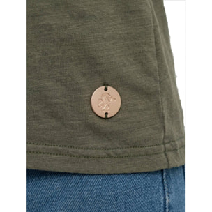 Camiseta de manga corta estilo safari urbano para mujer